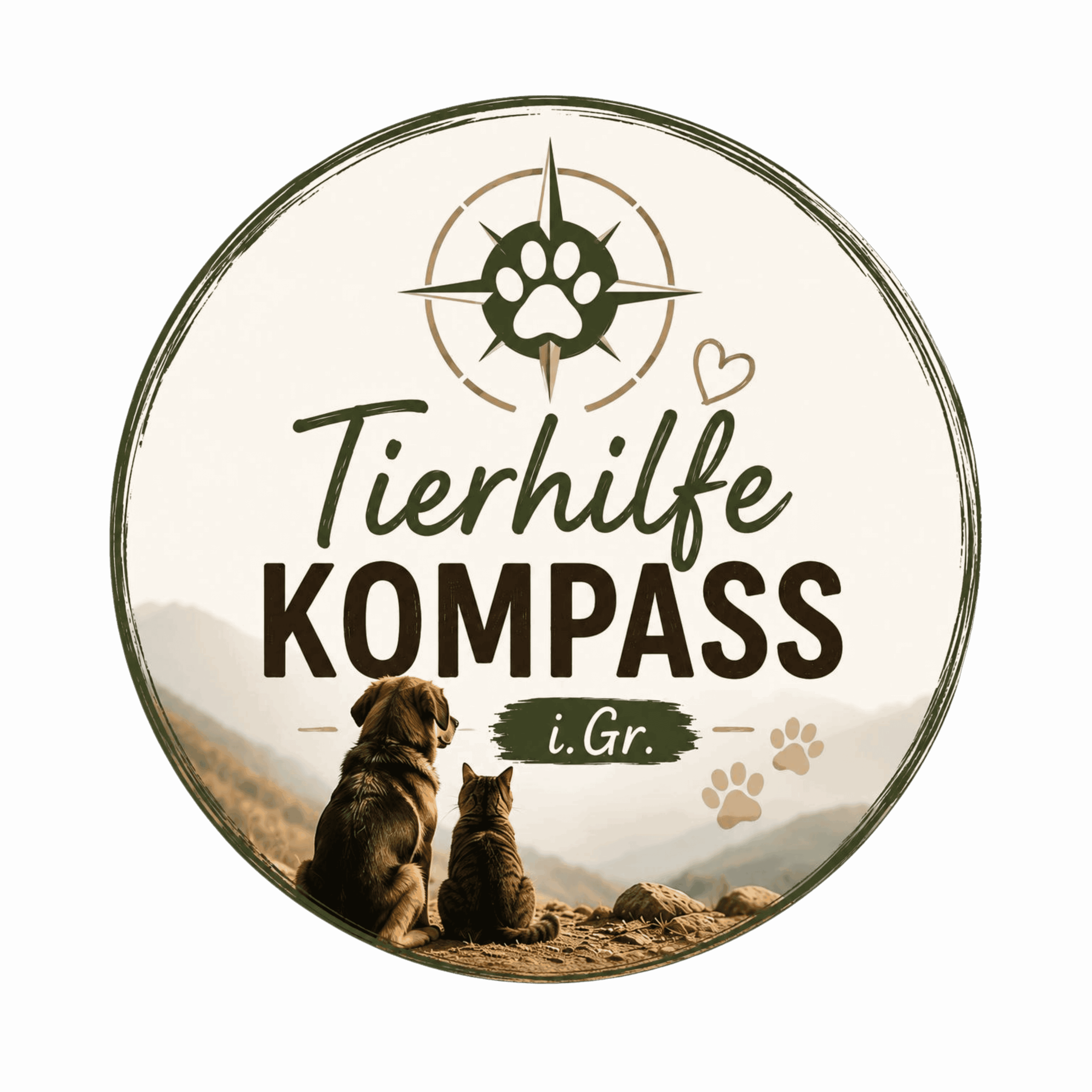Logo von Tierhilfe Kompass mit Hund, Katze und Kompass